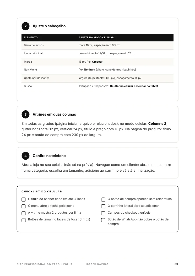 Página de ajustes para celular